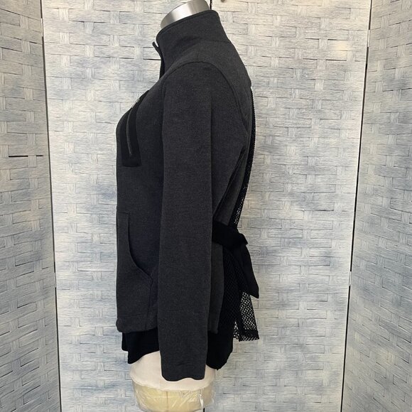 Cabi Jacket Womens Small Charcoal Gray Zip Front with Mesh Back Detail and Belt - Picture 2 of 9